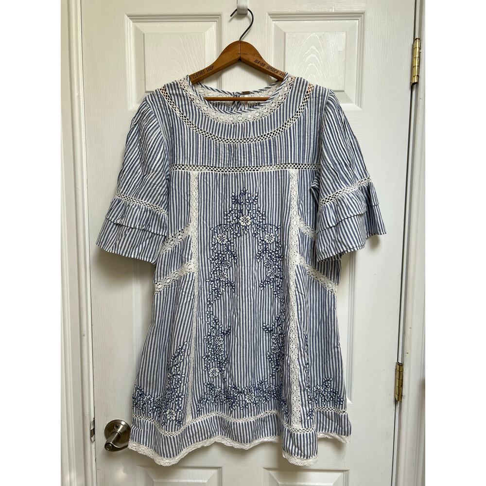 NWOT Free People Sunny Day Embroidered Striped Dress